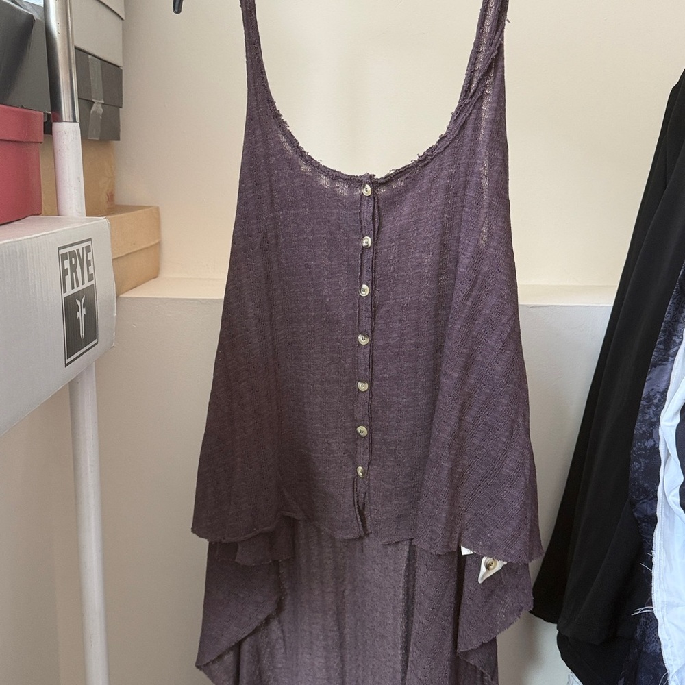 FP Beach Women's Brown Button-Front Layered Tank Top